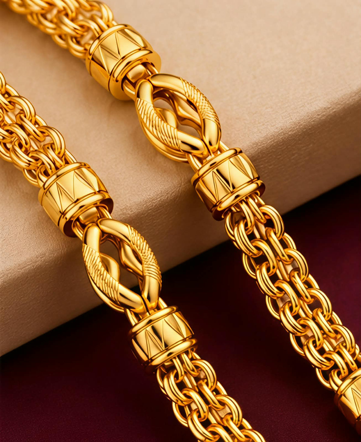 Premium Gold-Plated Designer Chain for Men Stylish Heavy-Look Necklace