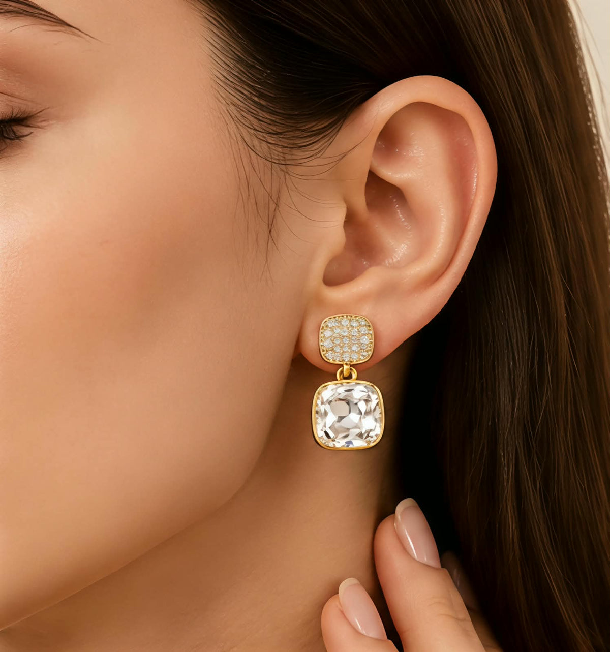 Elegant Gold Crystal Drop Earrings for Women | Sparkling Party & Wedding Jewelry 💎✨