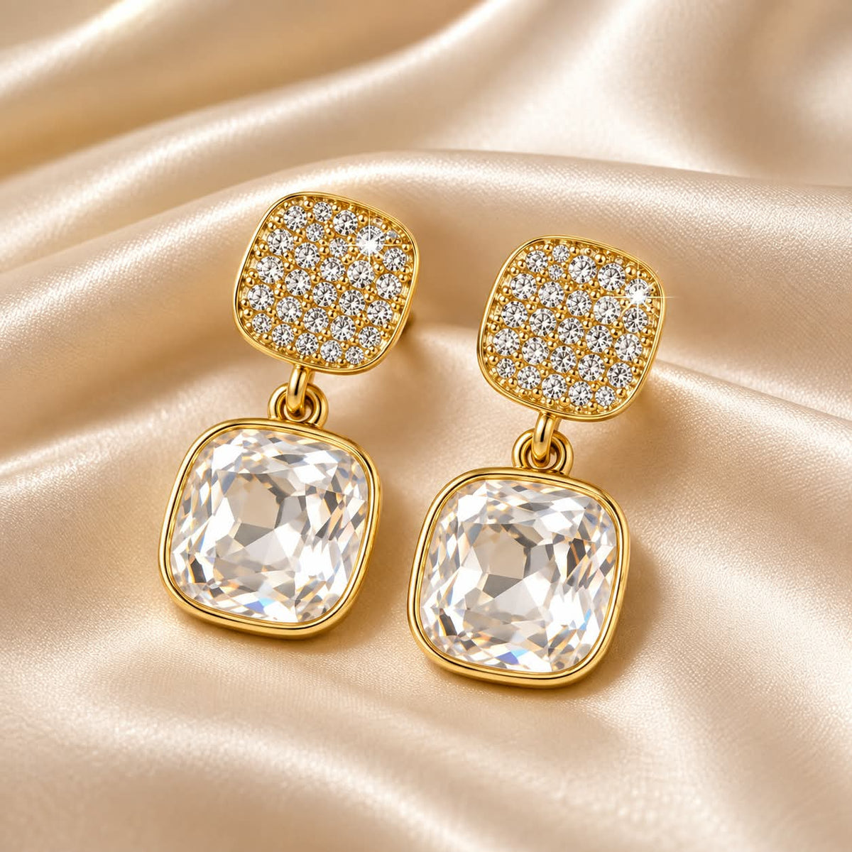 Elegant Gold Crystal Drop Earrings for Women | Sparkling Party & Wedding Jewelry 💎✨