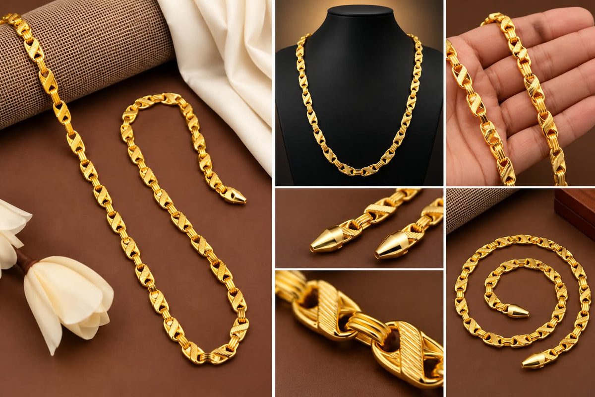 Stylish Heavy Golden Neck Men Chain – 20 Inches | Premium Gold-Plated Chain for Men ✨